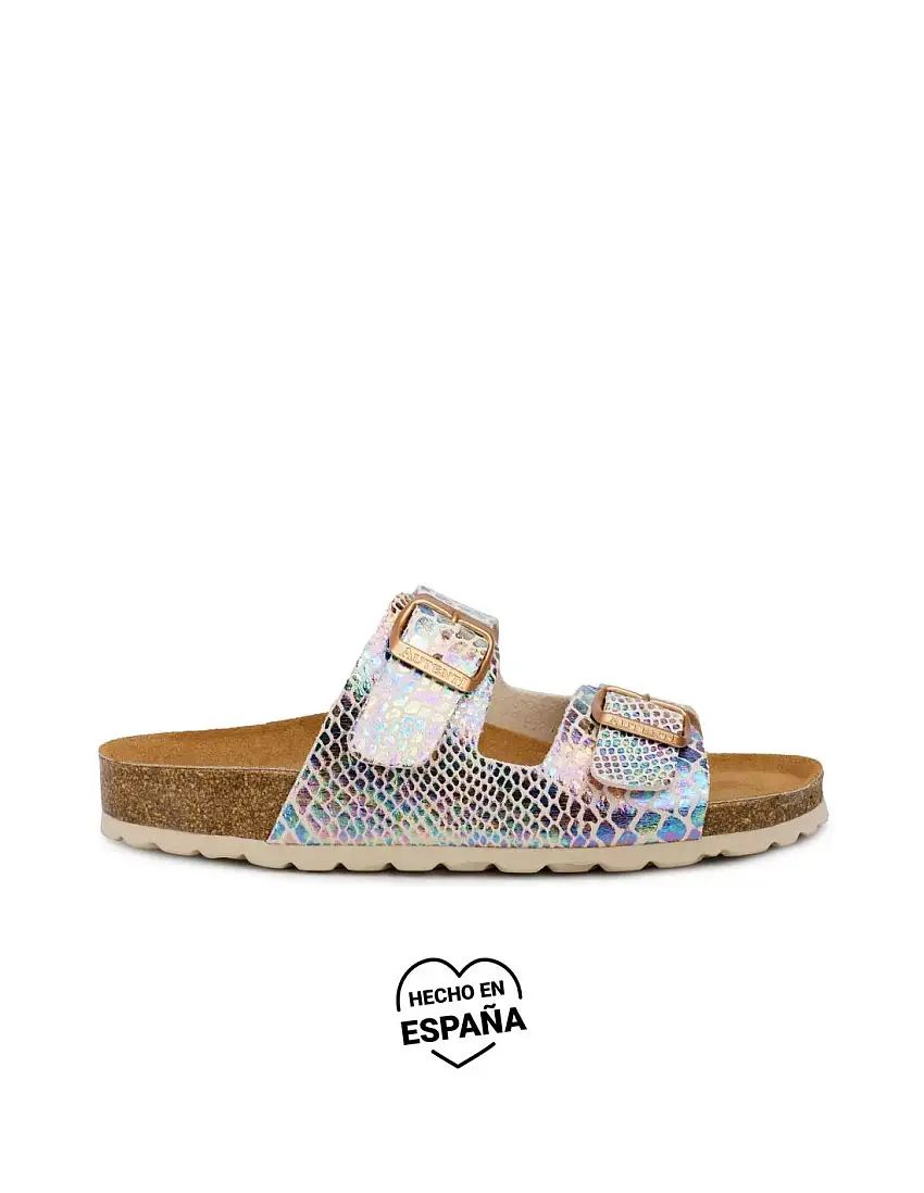 AUTENTI Sandalias Bio Hebillas Escamas Beige