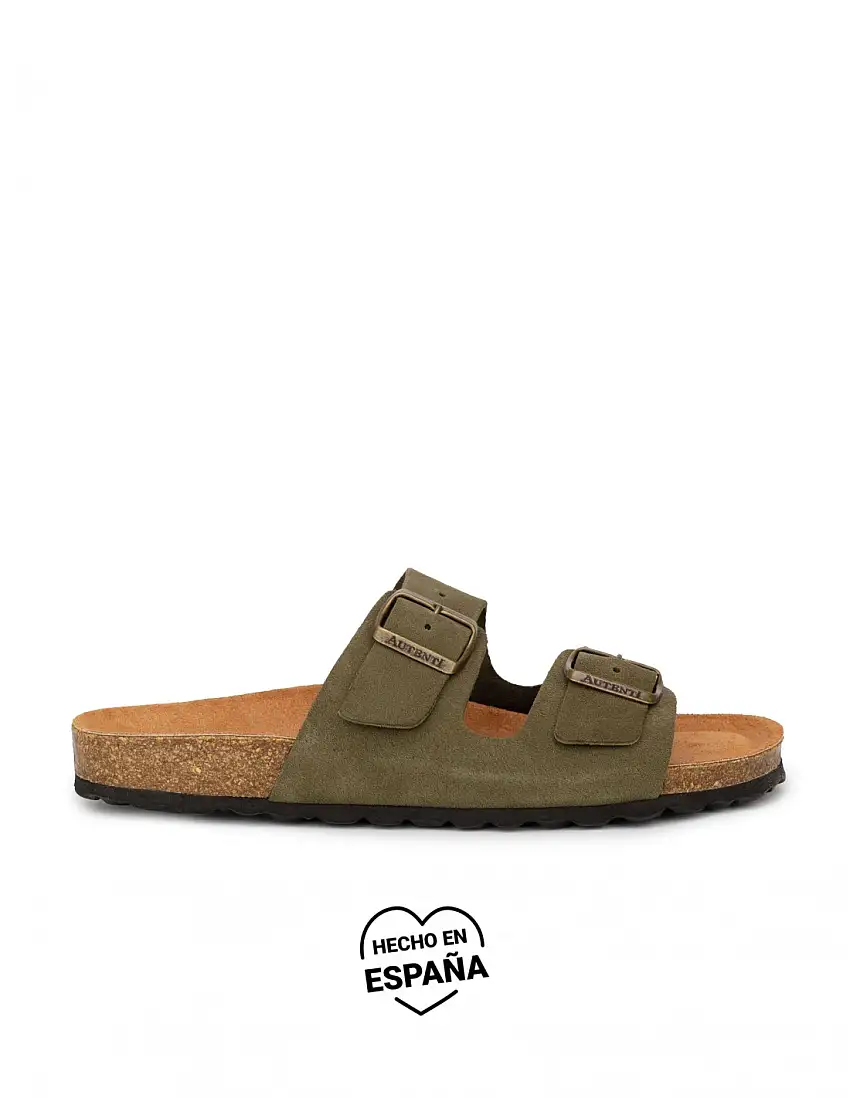 AUTENTI Sandalias Bio Hombre Hebillas Kaki