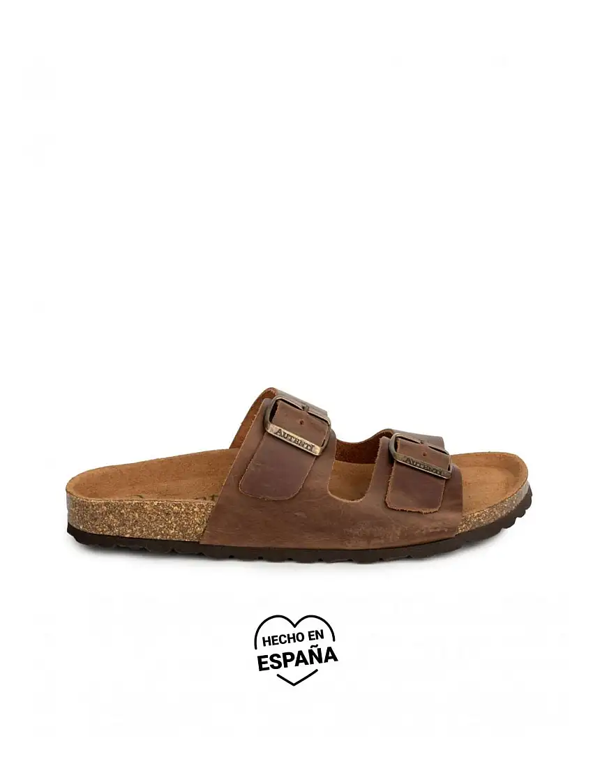 AUTENTI Sandalias Bio Hombre Hebillas Marrón