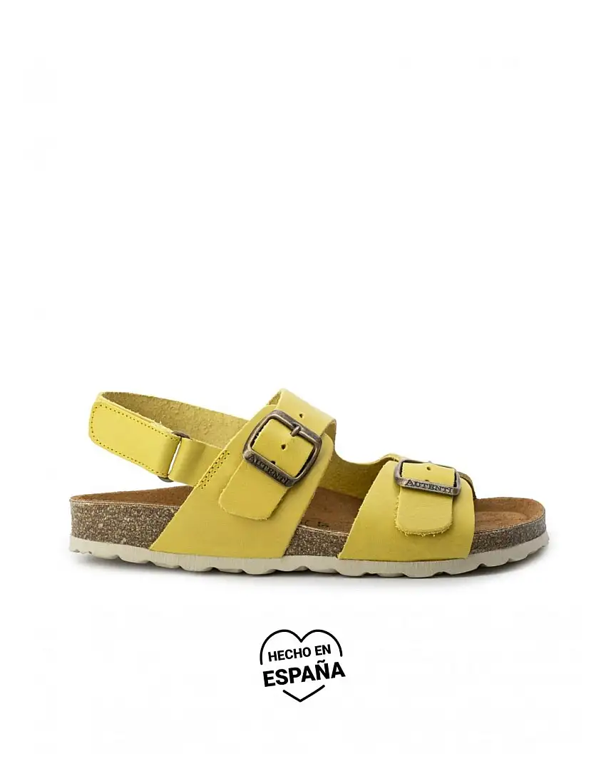 AUTENTI Sandalias Bio Tira Trasera Mostaza