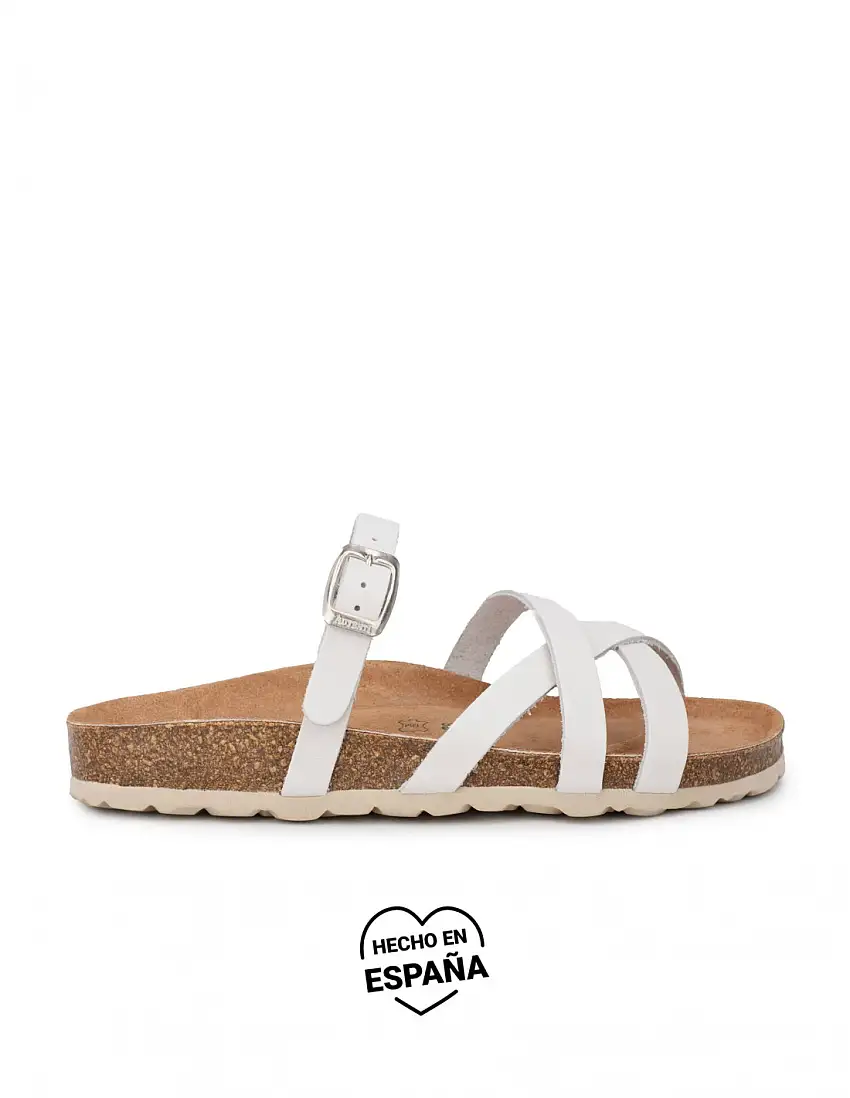 AUTENTI Sandalias Tiras Blancas Suela Corcho