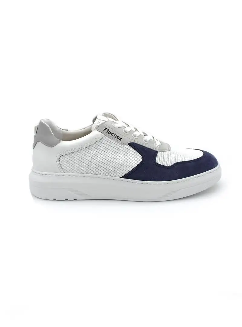 Bamba FLUCHOS BOSTON1970 Blanco/Azul Hombre.
