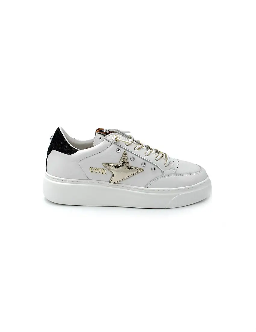 Bamba Piel Glitter Cetti C-1320 SRA Blanco Mujer