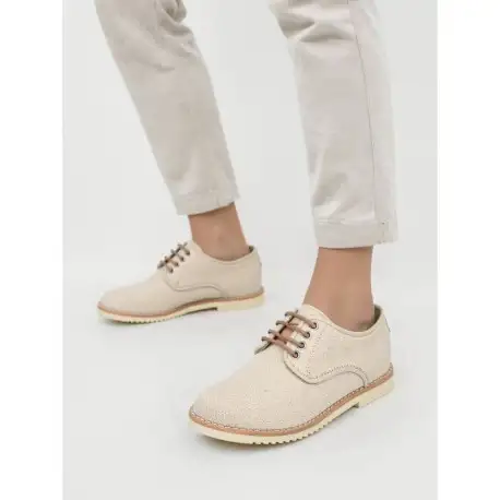 Blucher de niño ceremonia en lino natural en colores de moda.