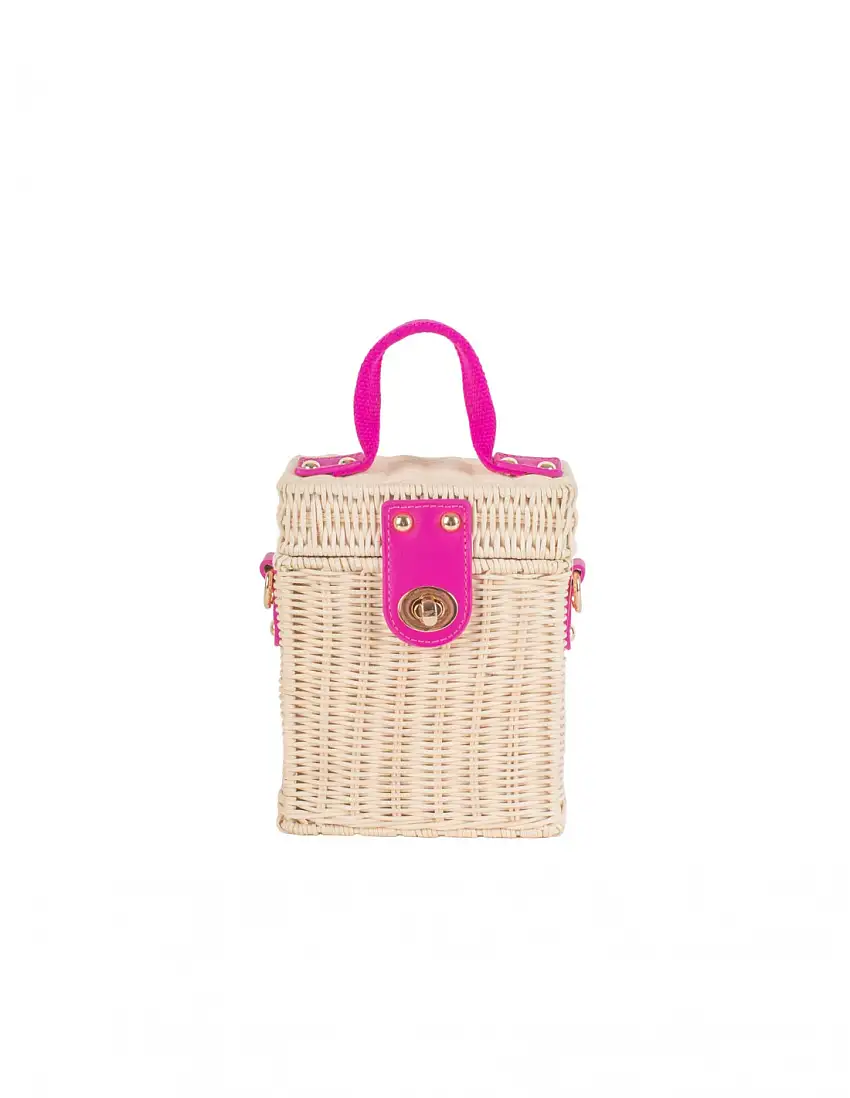 Bolso Caja Rafia Fucsia
