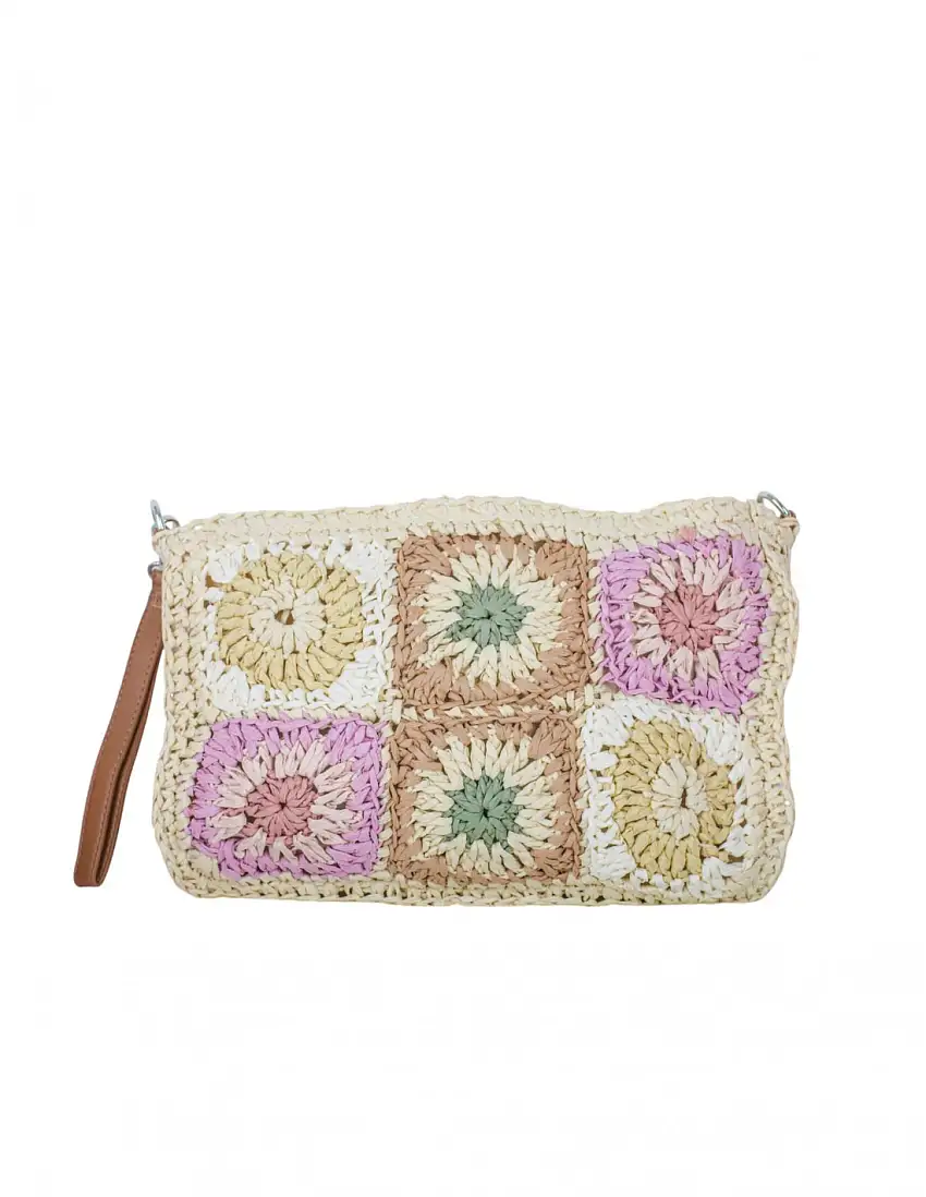 Bolso Crochet Multicolor Beige