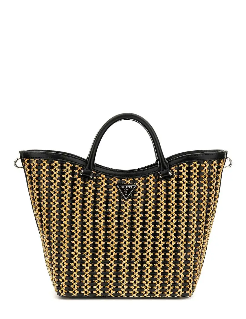 Bolso mujer Guess Atalia de mano Rafia negro multi