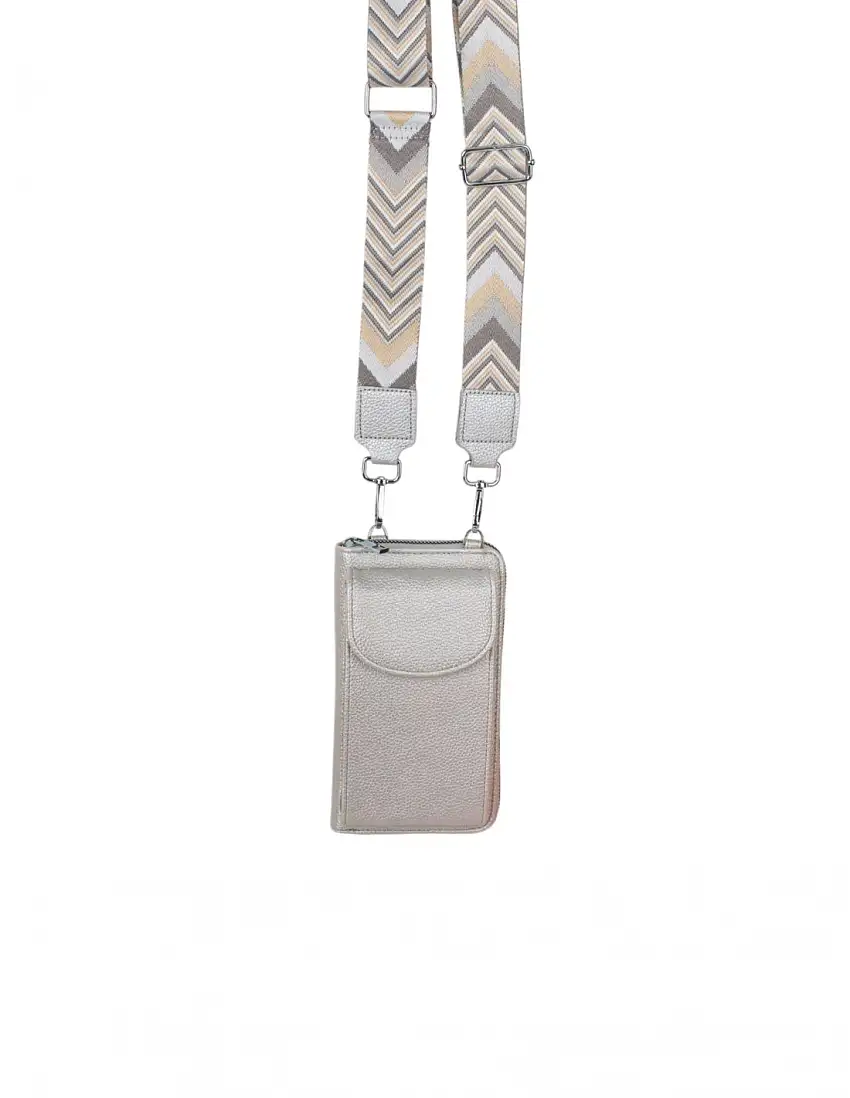 Bolso Porta Móvil Plata Bandolera Estampada
