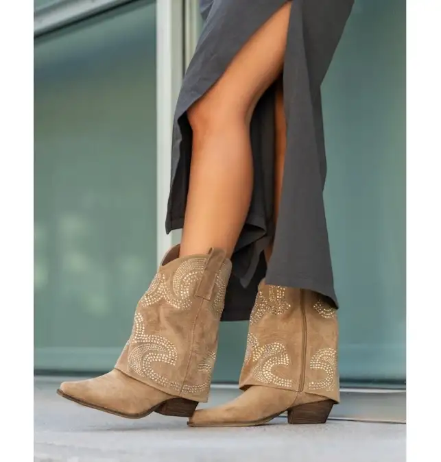 Bota campera vuelta en strass