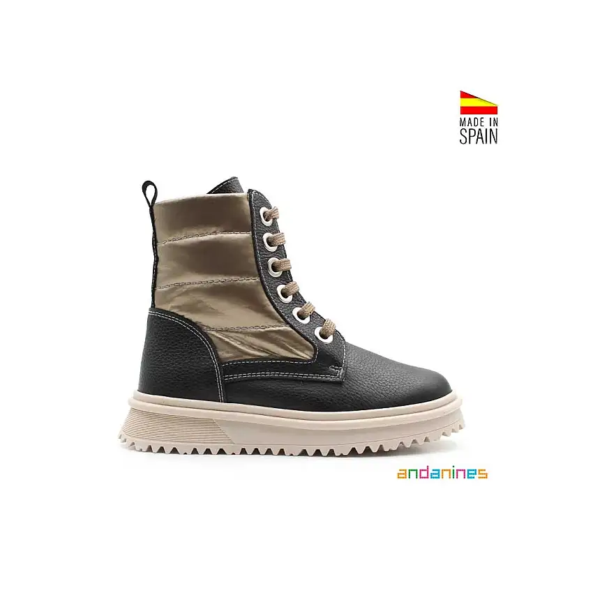 Bota cordones piel con acolchado impermeable