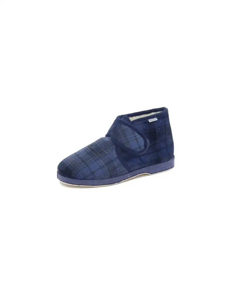 BOTA DE CASA VELCRO CUADRO INGLES LANA MARINO