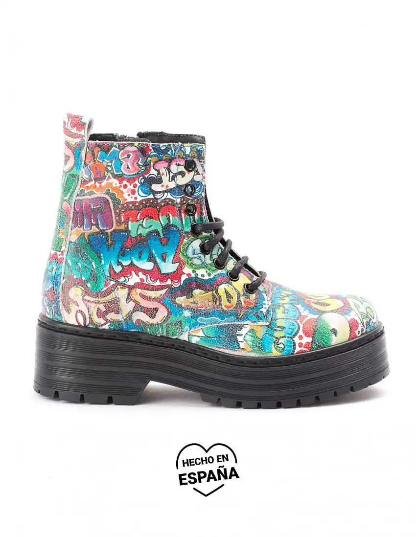 Botas Militares Plataforma Graffiti