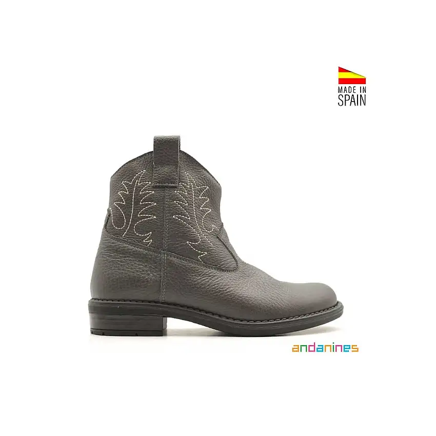 Botin gris piel napa Andanines