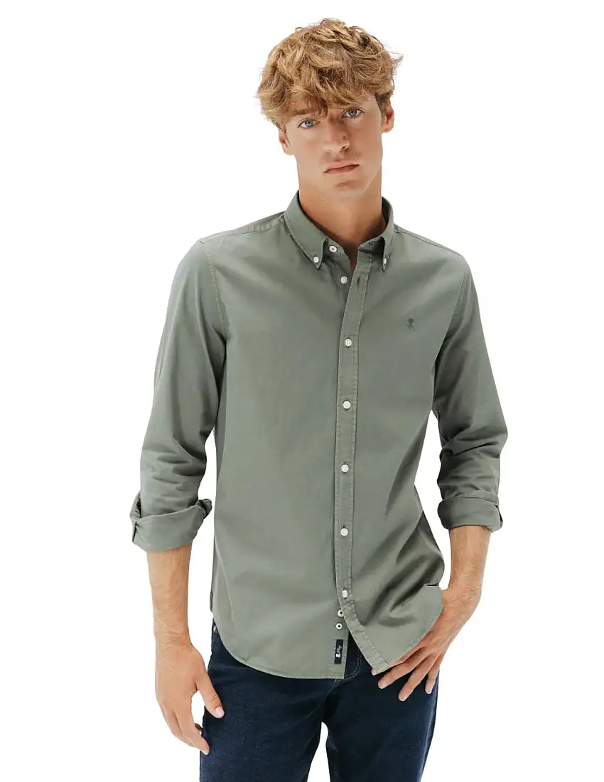 Camisa Casual Sarga El Pulpo Verde Khaki
