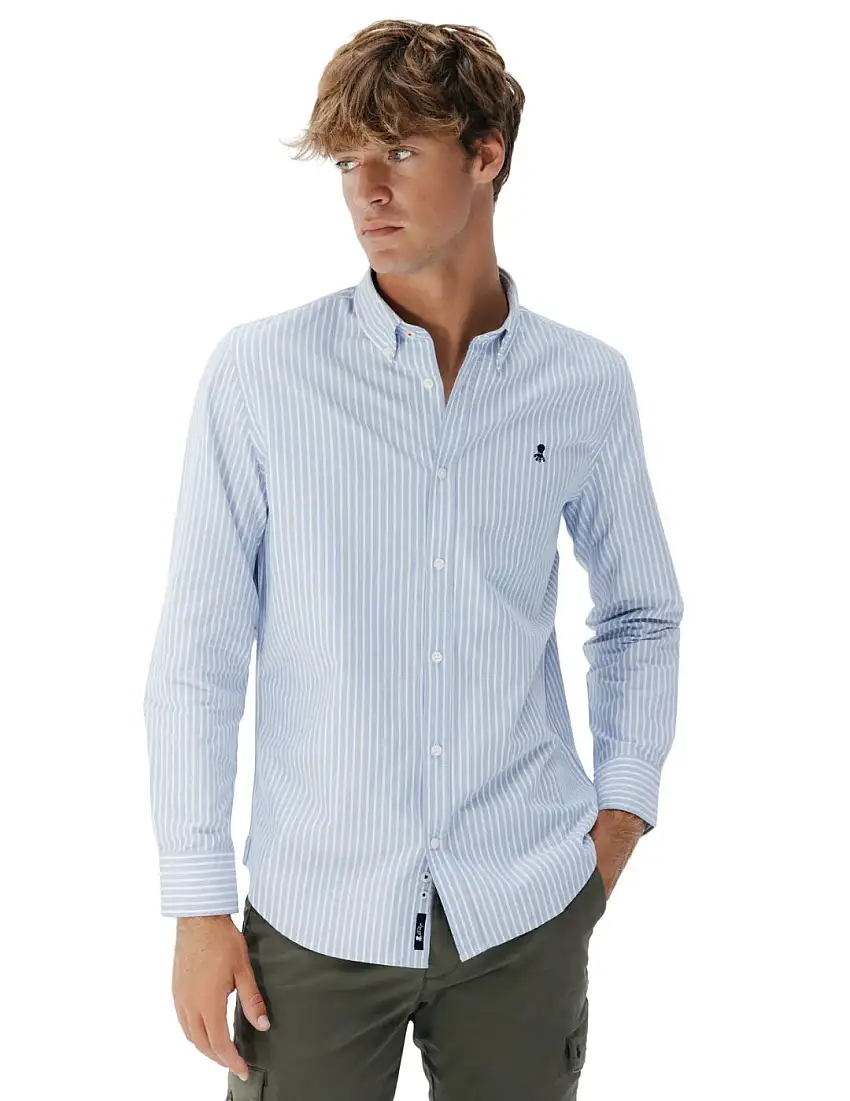 Camisa Oxford El Pulpo Rayas Azul
