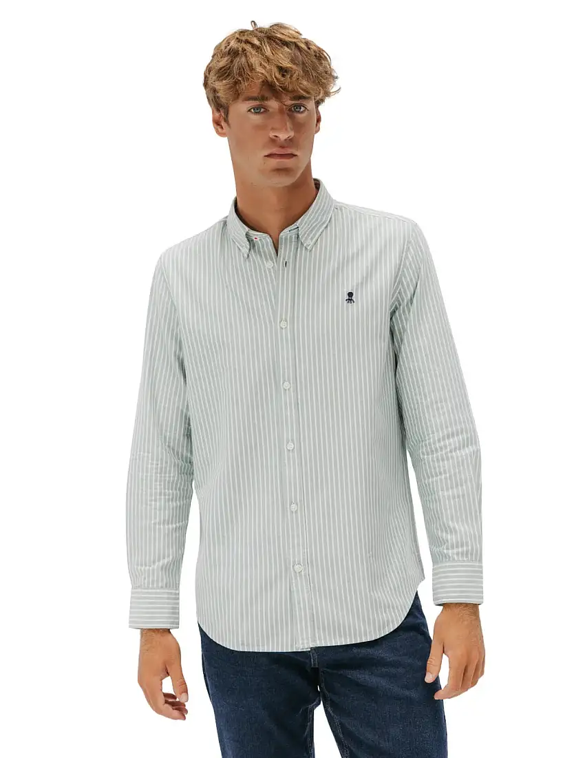 Camisa Oxford El Pulpo Rayas Verde