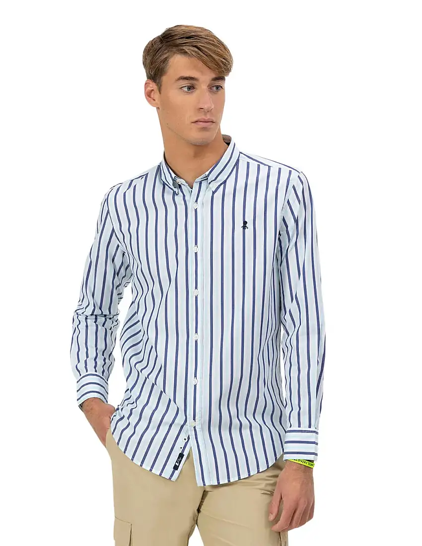 Camisa Popelin El Pulpo Rayas Azul