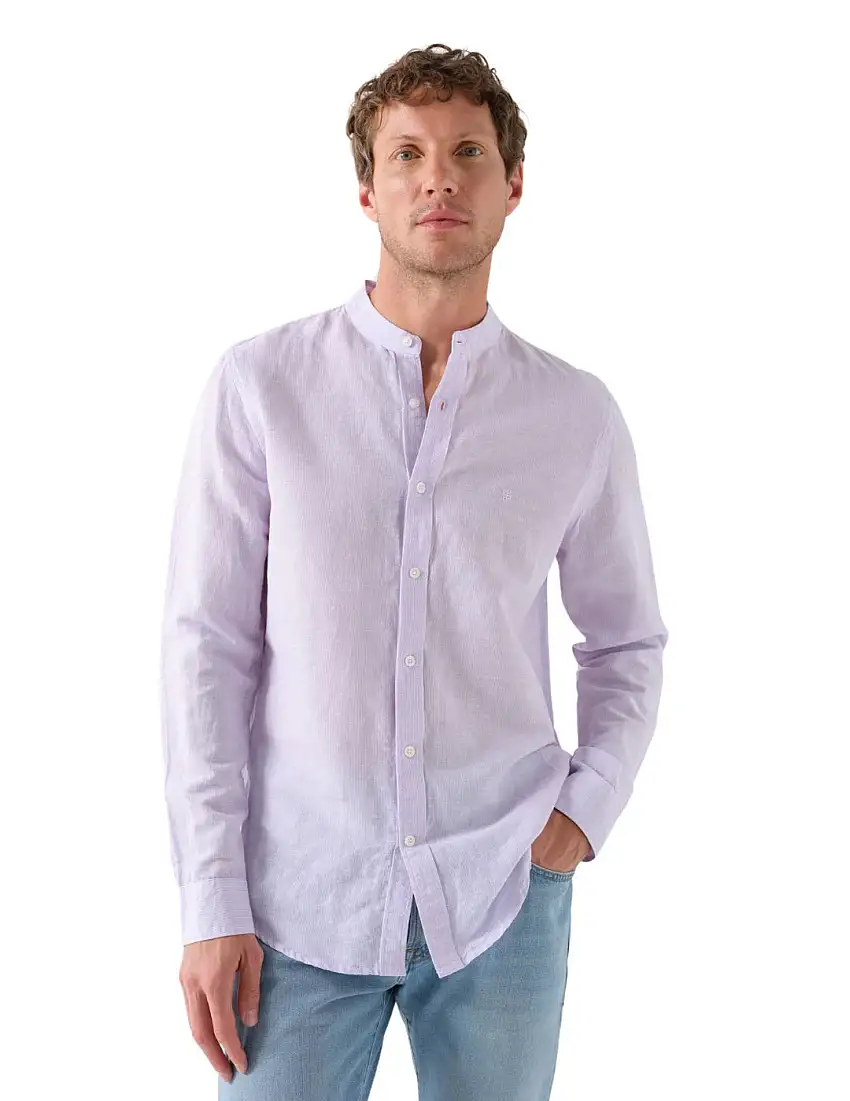 Camisa Cuello Mao Salsa Jeans Rayas Lila