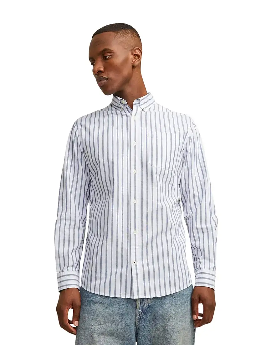Camisa Manga Larga Jack&Jones Rayas Azul
