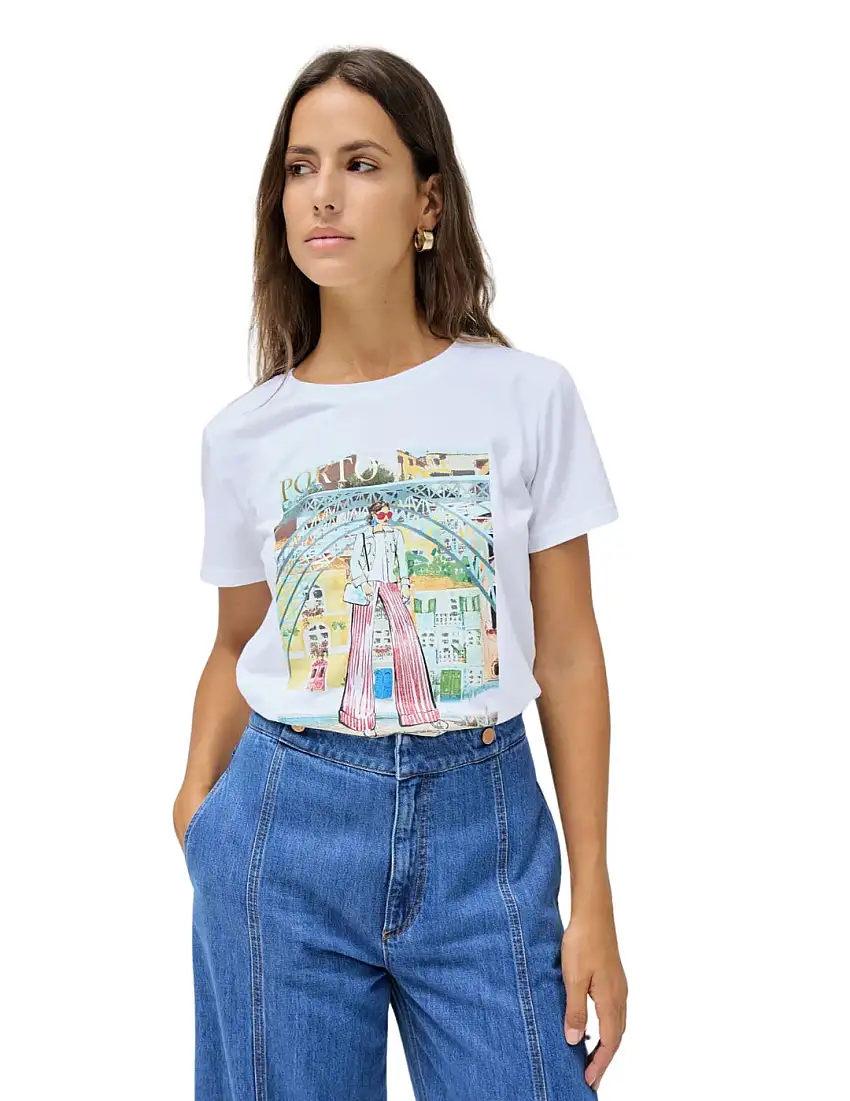 Camiseta Estampado Oporto Salsa Jeans Blanco