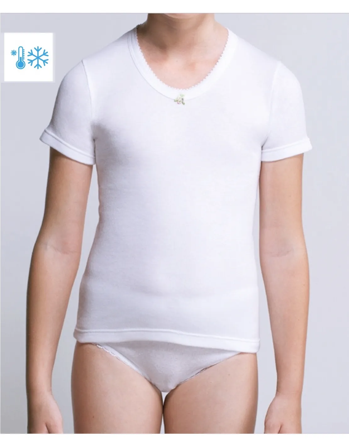 Camiseta TERMICA Manga corta Afelpada niña 100% algodon