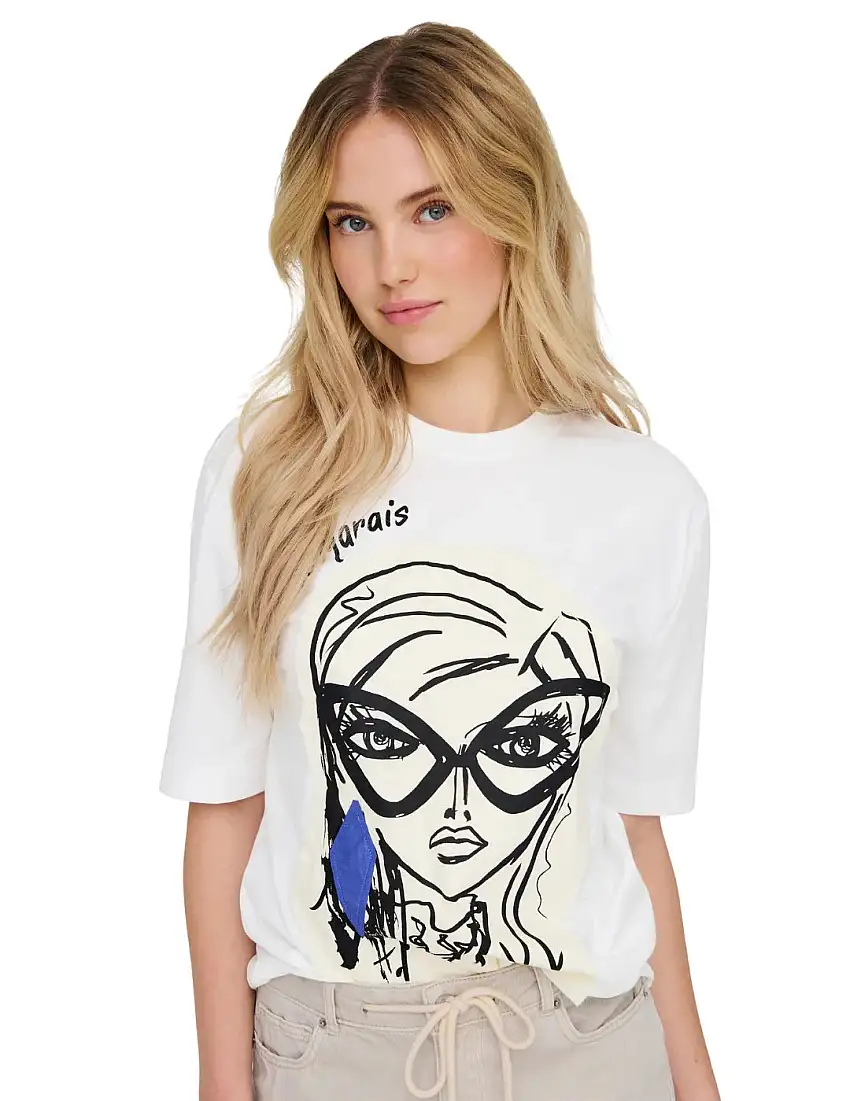 Camiseta Only Onlkate Le Marais Blanco