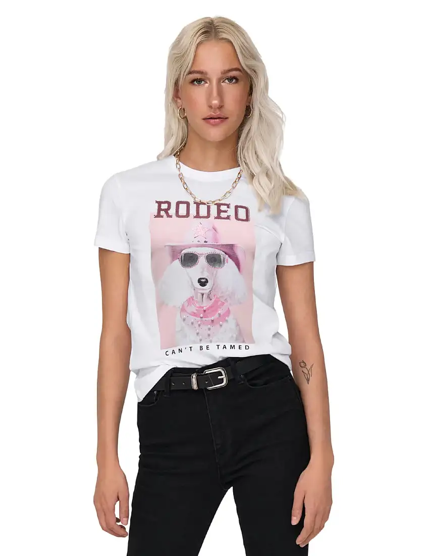 Camiseta ONLY Vibe Rodeo Blanco
