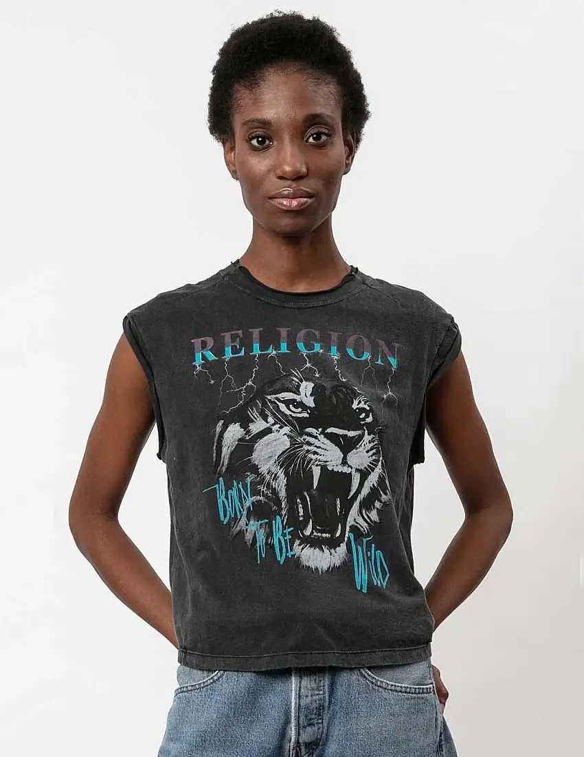 Camiseta Religion 'Born to be wild' Negro