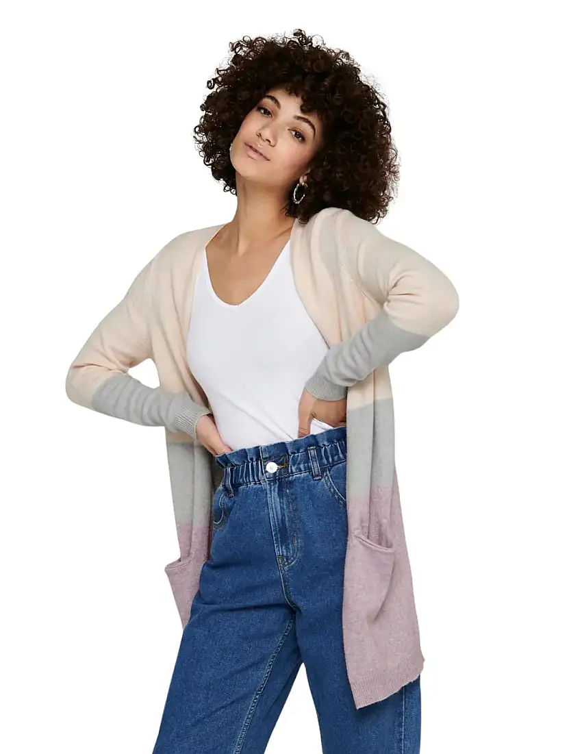 Cárdigan Largo Only Onlqueen Beige-Lila