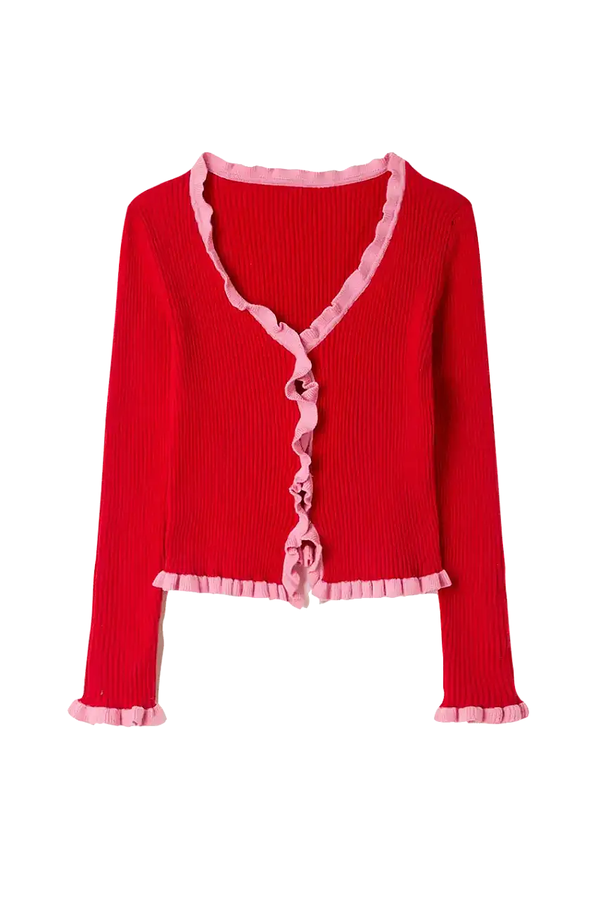 Cardigan Rib Volante