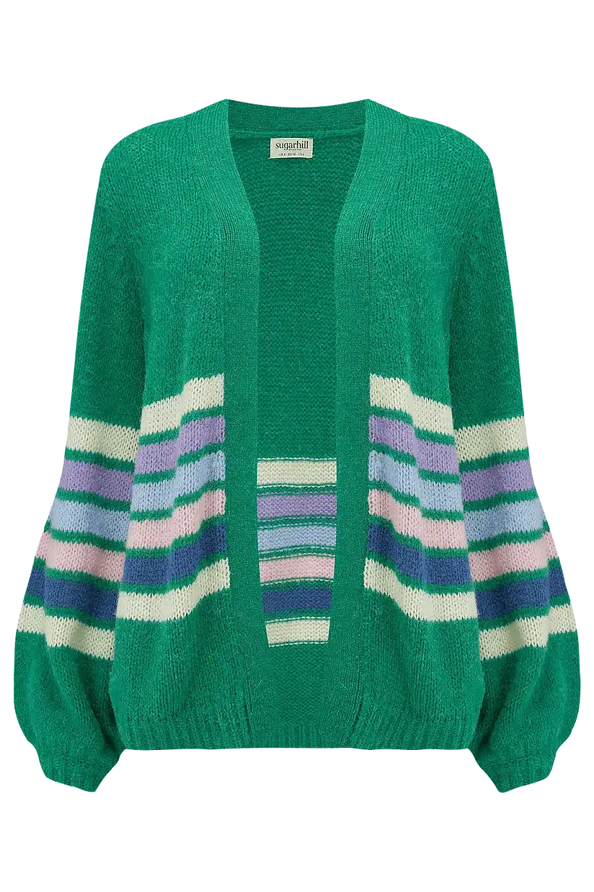 Cardigan Yvette Green Block Colour Stripes