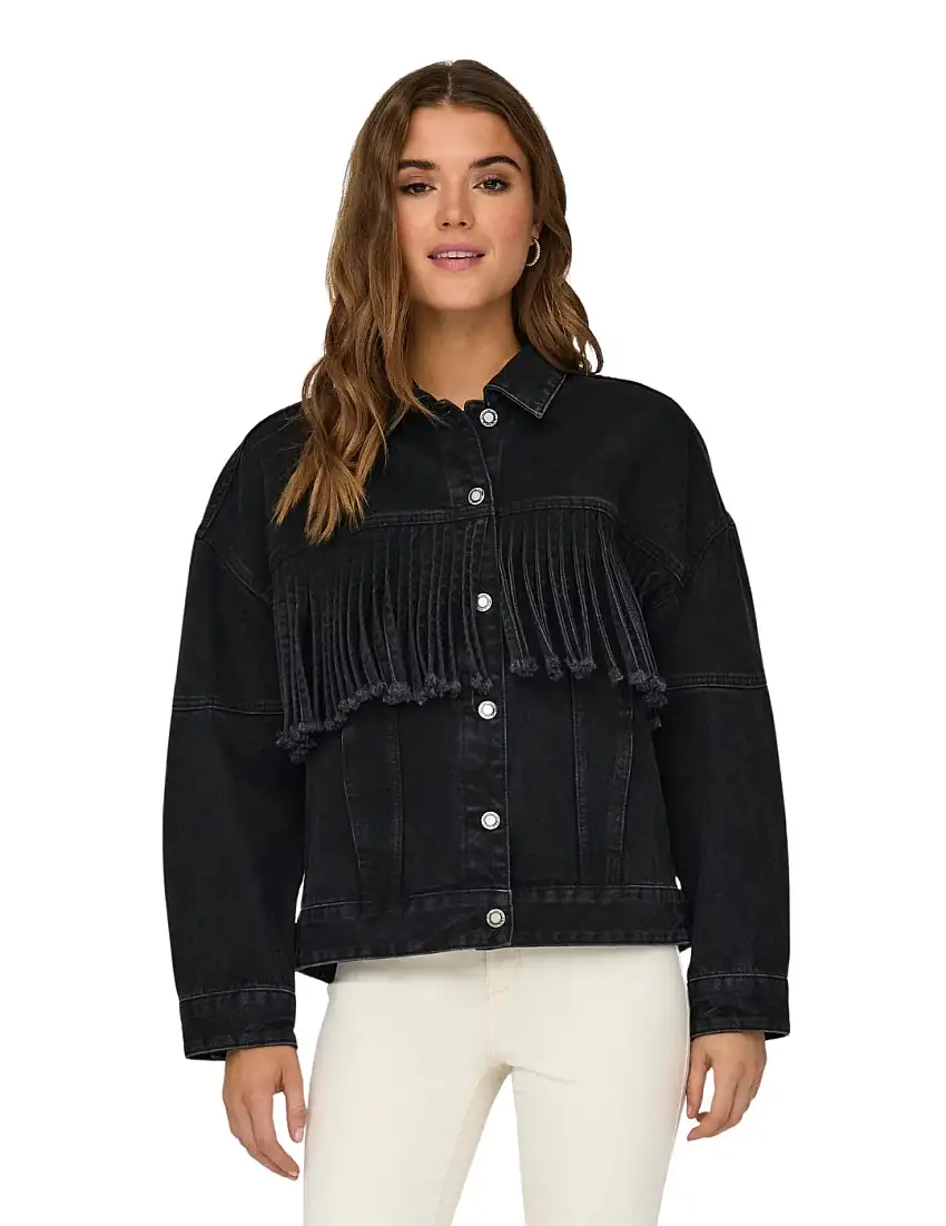 Chaqueta Vaquera Flecos Only Onlholly Negro