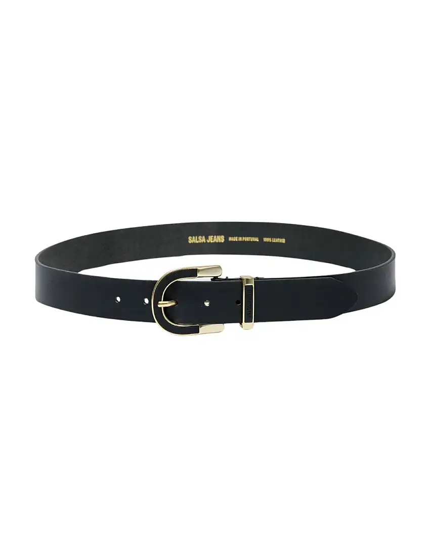 Cinturón Piel Salsa Jeans Hebilla Bicolor Negro