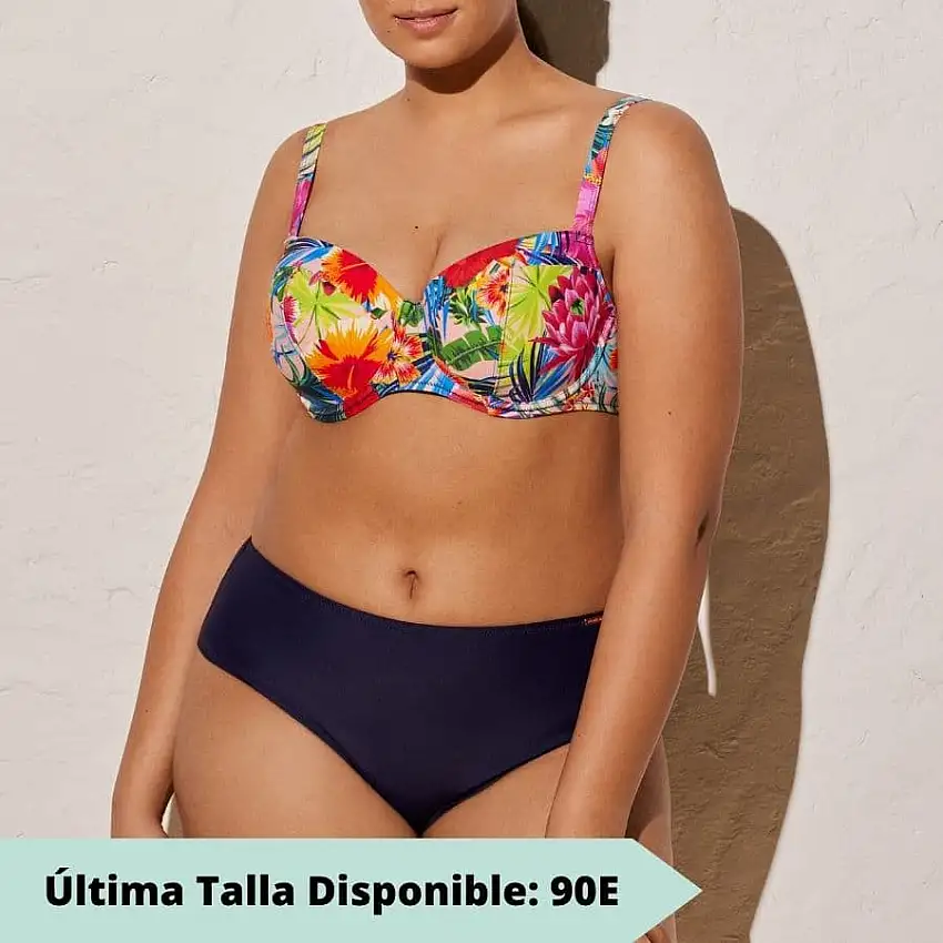 conjunto bikini capacidad flores, copa e, ysabel mora.
