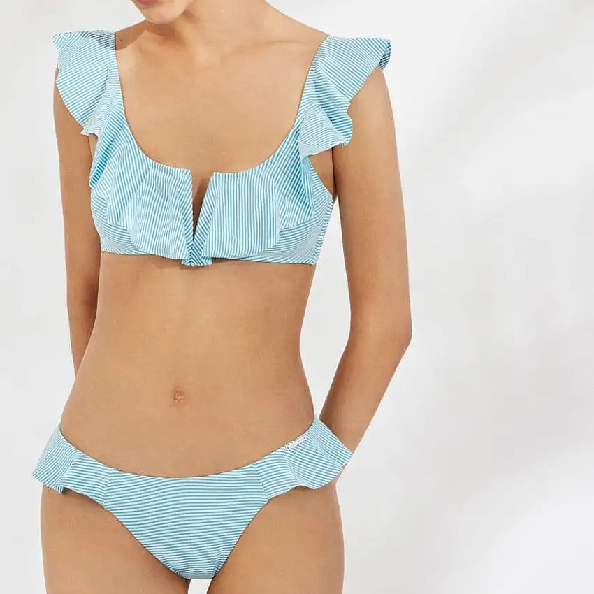 conjunto bikini rayitas, copa b, sin aros, ysabel mora.