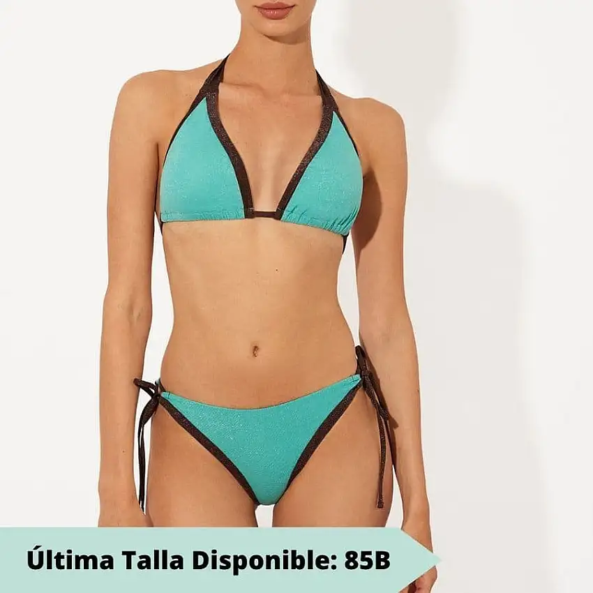 Conjunto bikini triángulo, sin aros, relleno extraíble, turquesa litoral, promise.