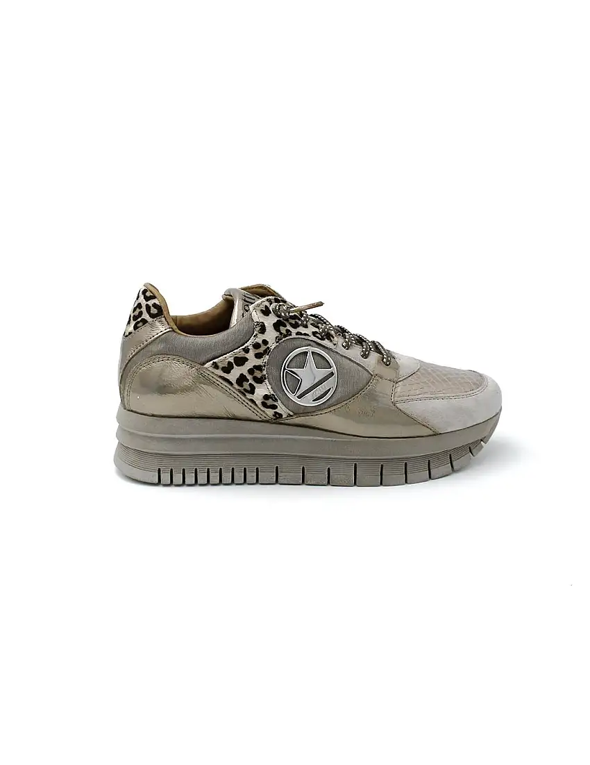 Deportivas Ante Metalizado Cetti C-1374 Taupe/Metal Mujer