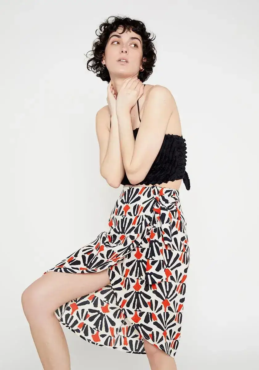 Falda envolvente drapeado lateral estampado tribal
