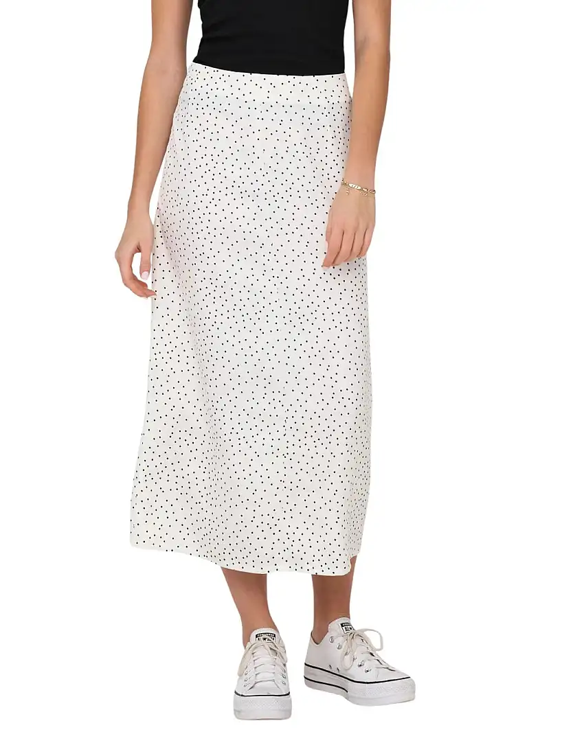 Falda Larga Lunares Only Onlemy Blanco