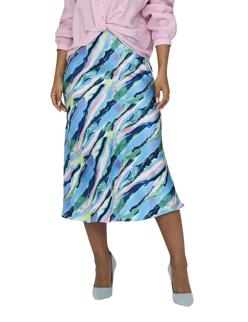 Falda Midi Estampada Only Onlnathalie Azul