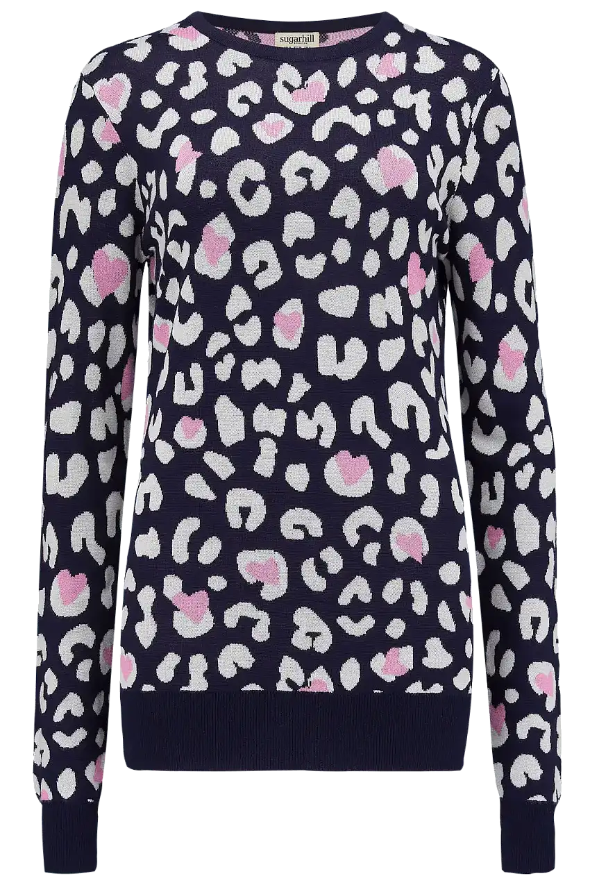 Jersey Callie Navy Heart Leopard