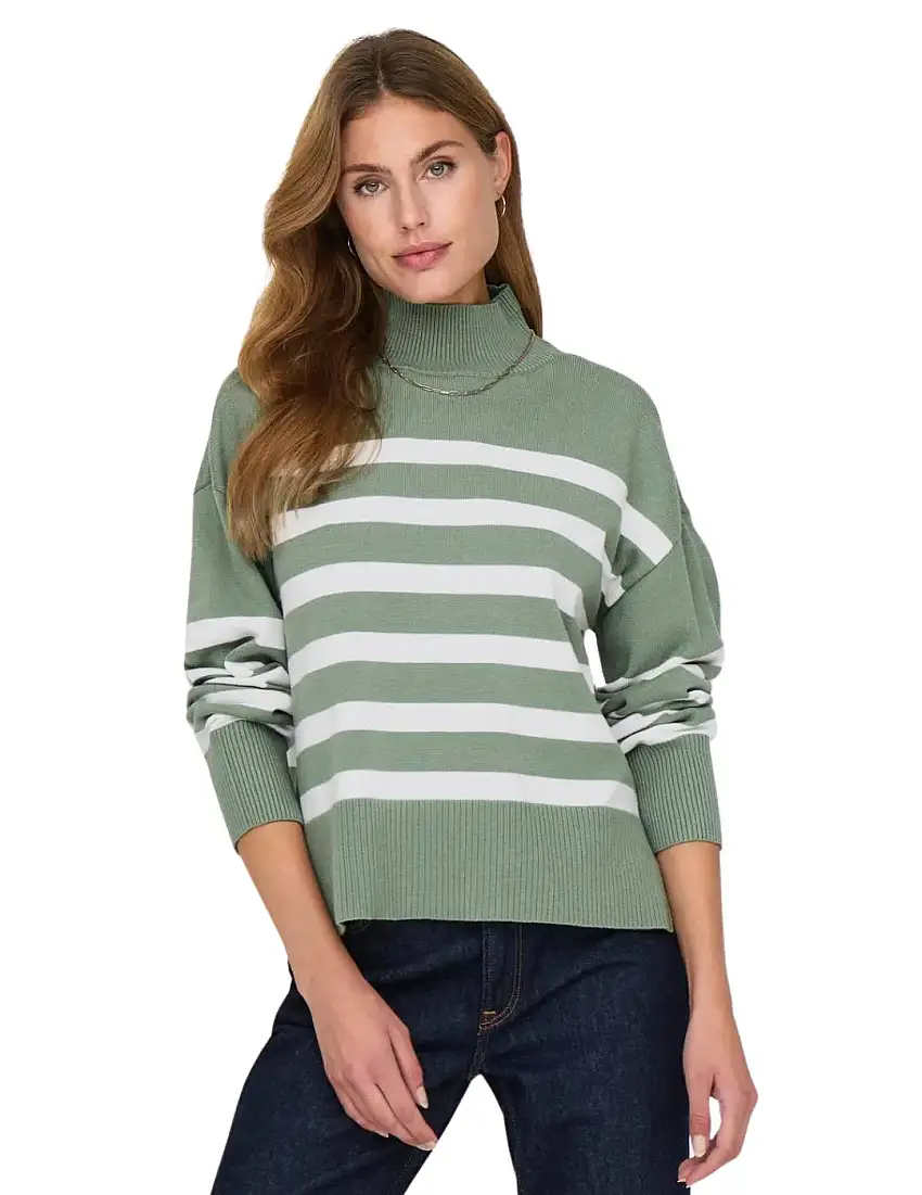 Jersey Rayas Cuello Alto Only Onlbaria Verde