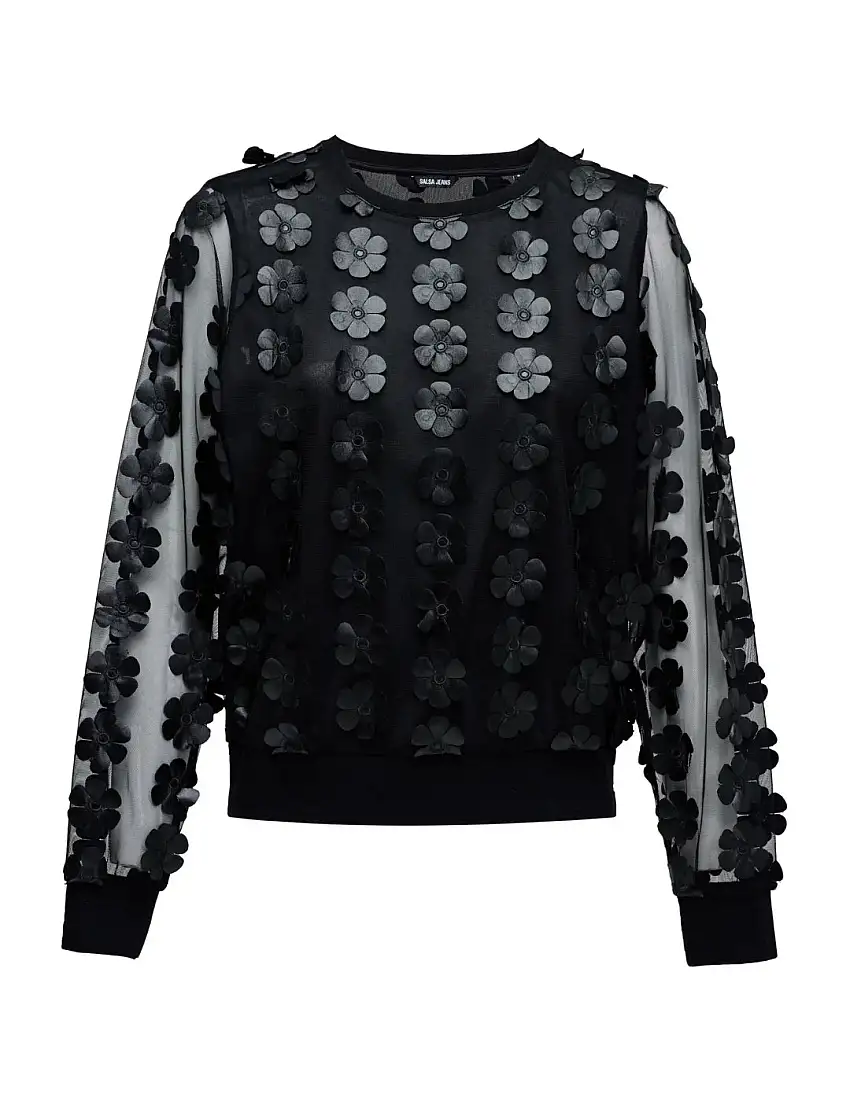 Jersey Flores 3D Salsa Jeans Negro