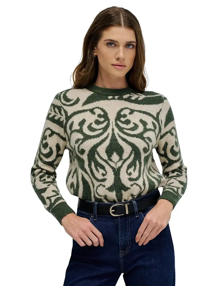 Jersey Lana Jacquard Salsa Jeans Verde