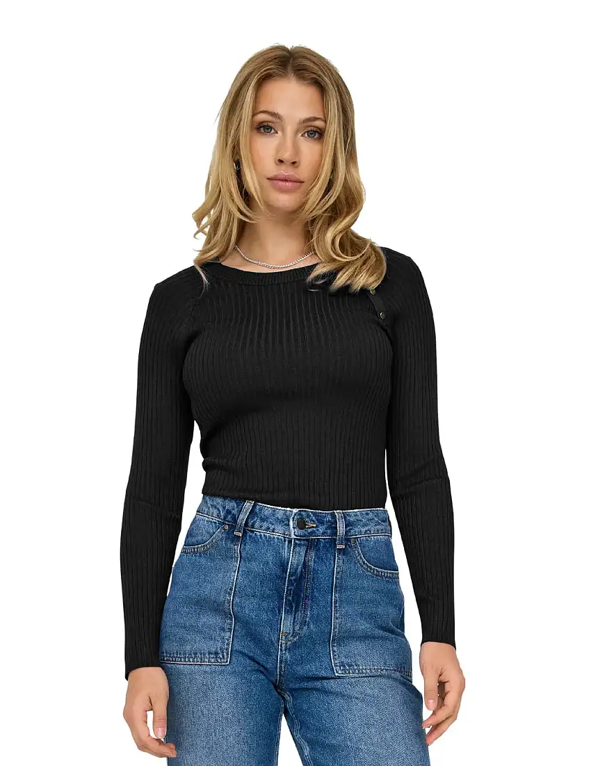 Jersey Canalé Botones Only Onlmeddi Negro