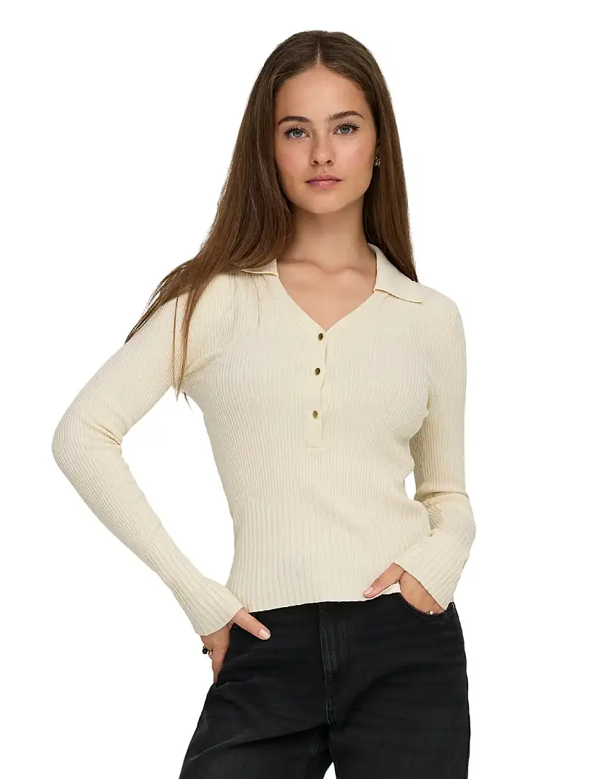 Jersey Cuello Polo ONLY Mila Crudo