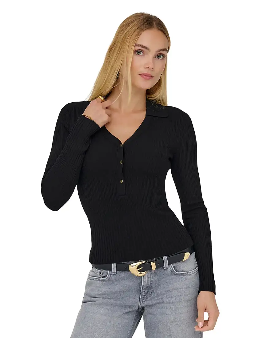 Jersey Cuello Polo ONLY Mila Negro