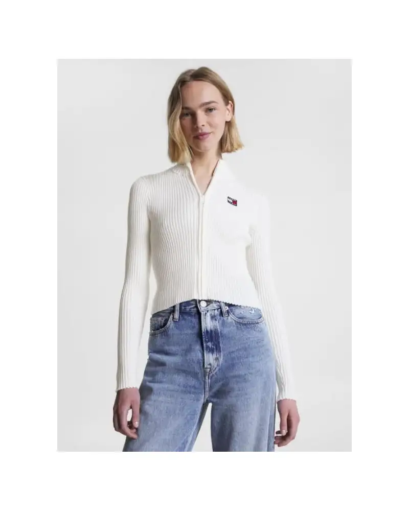 JERSEY TJW BADGE ZIP TRHU SWEATER ANCIENT WHITE