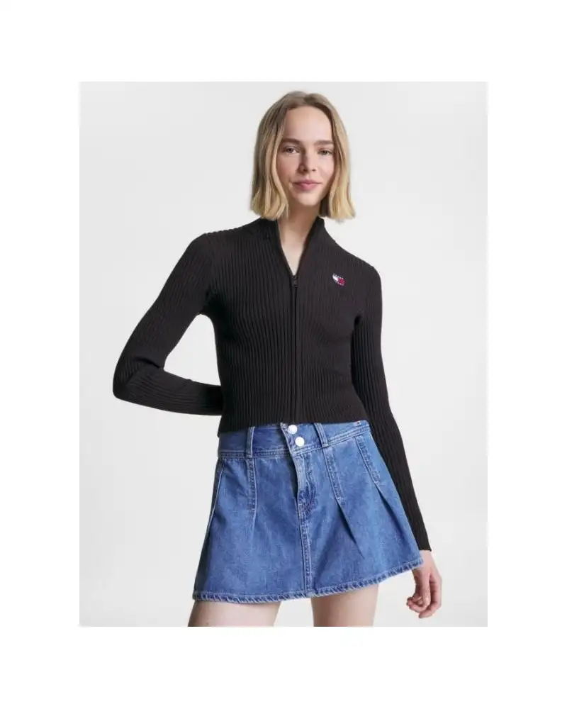 JERSEY TJW BADGE ZIP TRHU SWEATER BLACK