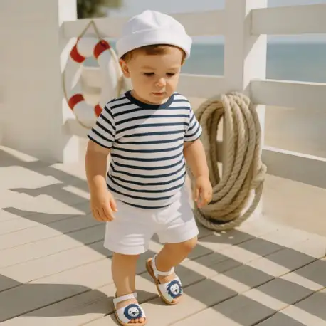 Menorquina niño LEÓN en piel suave y suela flexible.